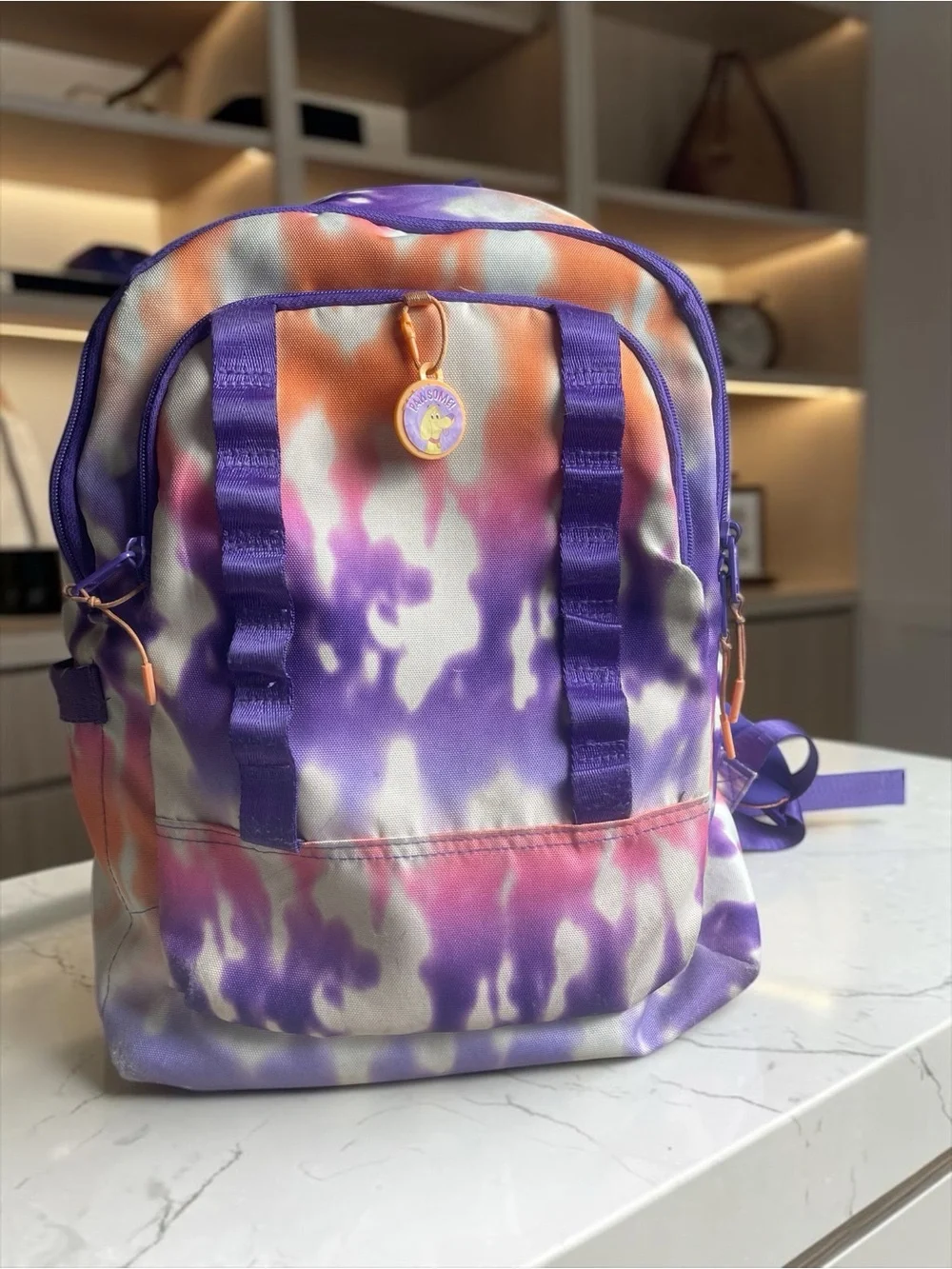 Purple & Pink Tie-Dye Canvas Backpack - Unbranded